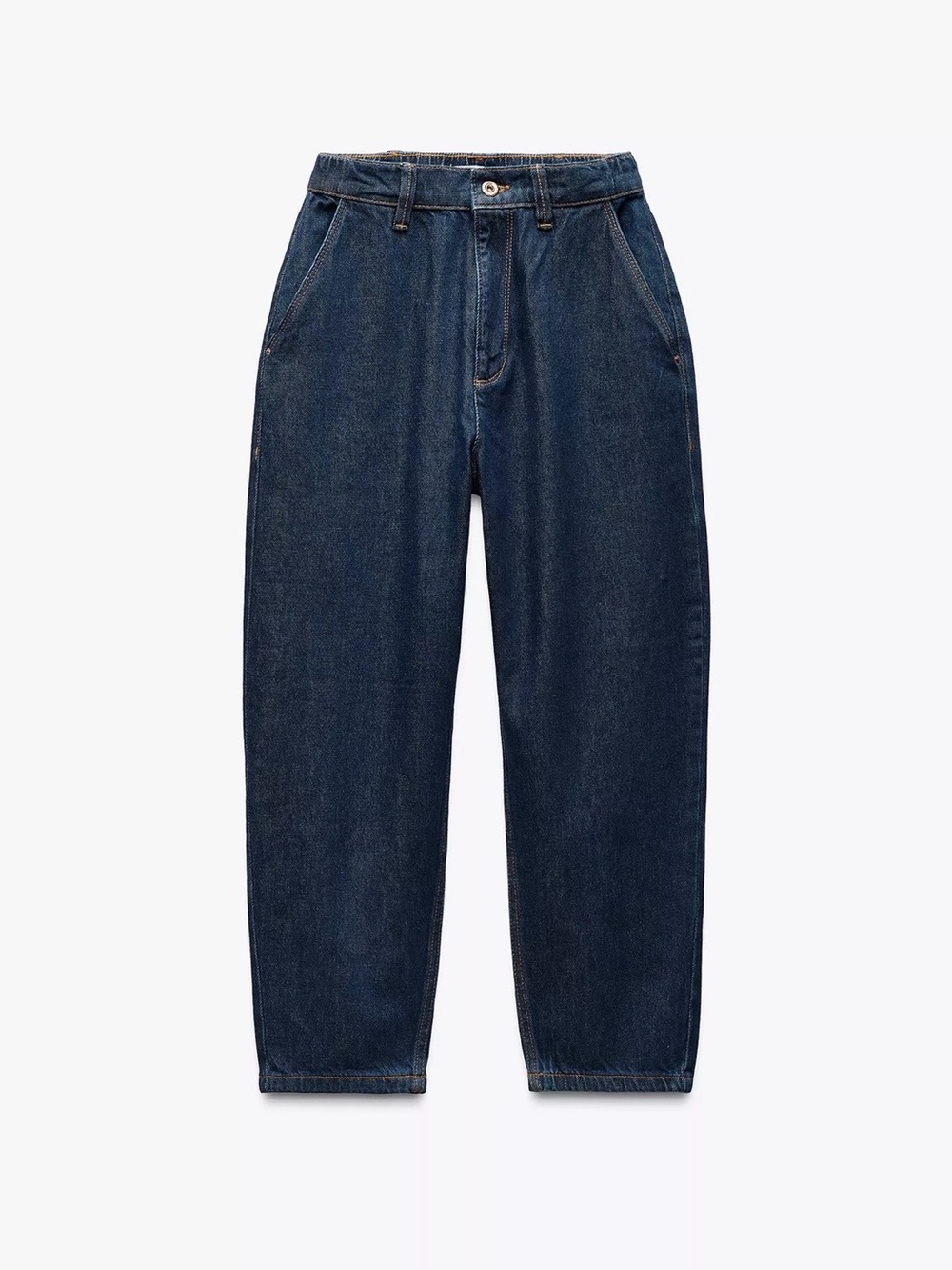 Zara Women's Dark Blue Relaxed Denim Jeans